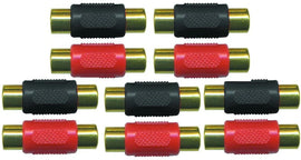 Absolute FF100-10 Female-to-Female RCA Barrel Connector Red & Black (10 Pack)