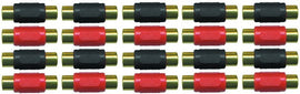 Absolute FF100-20 Female-to-Female RCA Barrel Connector Red & Black (20 Pack)