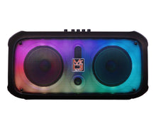 Load image into Gallery viewer, MR DJ FIRE-FLAME 6.5" X 2 Rechargeable Portable Bluetooth Karaoke Speaker with Party Flame Lights Microphone TWS USB FM Radio