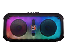 Load image into Gallery viewer, 2 MR DJ FIRE-FLAME 6.5" X 2 Rechargeable Portable Bluetooth Karaoke Speaker with Party Flame Lights Microphone TWS USB FM Radio