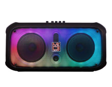 Load image into Gallery viewer, MR DJ FIRE-FLAME Double 6.5" Rechargeable Portable Karaoke Speaker with Party Flame Lights Microphone TWS USB FM Radio