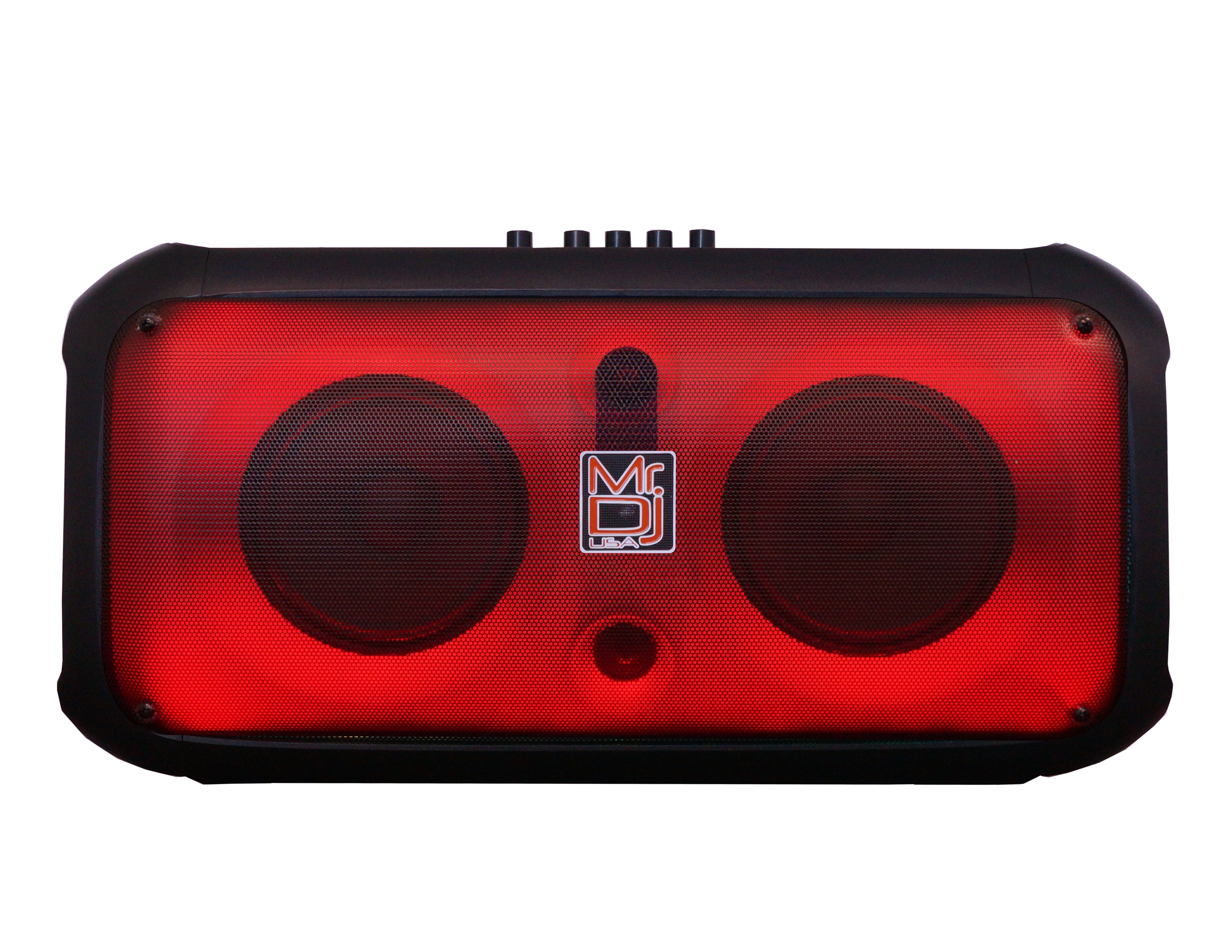 2 MR DJ FIRE-FLAME 6.5" X 2 Rechargeable Portable Bluetooth Karaoke Speaker with Party Flame Lights Microphone TWS USB FM Radio