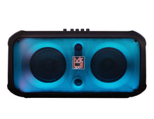 Load image into Gallery viewer, MR DJ FIRE-FLAME 6.5" X 2 Rechargeable Portable Bluetooth Karaoke Speaker with Party Flame Lights Microphone TWS USB FM Radio
