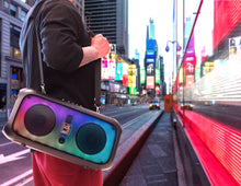 Load image into Gallery viewer, MR DJ FIRE-FLAME 6.5" X 2 Rechargeable Portable Bluetooth Karaoke Speaker with Party Flame Lights Microphone TWS USB FM Radio