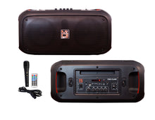 Load image into Gallery viewer, MR DJ FIRE-FLAME Double 6.5" Rechargeable Portable Karaoke Speaker with Party Flame Lights Microphone TWS USB FM Radio