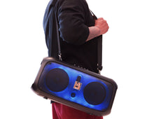 Load image into Gallery viewer, MR DJ FIRE-FLAME 6.5" X 2 Rechargeable Portable Bluetooth Karaoke Speaker with Party Flame Lights Microphone TWS USB FM Radio