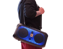 Load image into Gallery viewer, MR DJ FIRE-FLAME Double 6.5" Rechargeable Portable Karaoke Speaker with Party Flame Lights Microphone TWS USB FM Radio