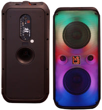Load image into Gallery viewer, MR DJ FLAME2200 6.5" X 2 Rechargeable Portable Bluetooth Karaoke Speaker with Party Flame Lights Microphone TWS USB FM Radio