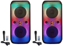 Load image into Gallery viewer, 2 MR DJ 6.5" X 2 Rechargeable Bluetooth Karaoke Speaker Lights Mic TWS USB