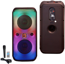 Load image into Gallery viewer, 2 MR DJ 6.5" X 2 Rechargeable Bluetooth Karaoke Speaker Lights Mic TWS USB