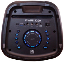 Load image into Gallery viewer, MR DJ FLAME3200 8" X 2 Rechargeable Portable Bluetooth Karaoke Speaker with Party Flame Lights Microphone TWS USB FM Radio + 7-LED Moving Head DJ Light