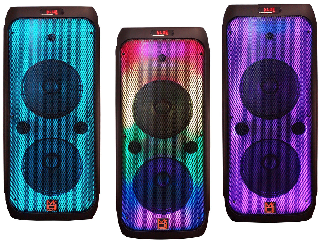 MR DJ FLAME3200 8" X 2 Rechargeable Speaker + Party Flame Lights Microphone TWS USB FM Radio + LED Crystal Magic Ball