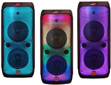 Load image into Gallery viewer, MR DJ FLAME3200 8" X 2 Rechargeable Speaker + Party Flame Lights Microphone TWS USB FM Radio + LED Crystal Magic Ball