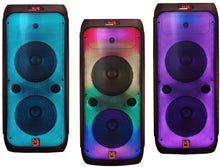 Load image into Gallery viewer, MR DJ FLAME3200 8" X 2 Rechargeable Portable Bluetooth Karaoke Speaker with Party Flame Lights Microphone TWS USB FM Radio