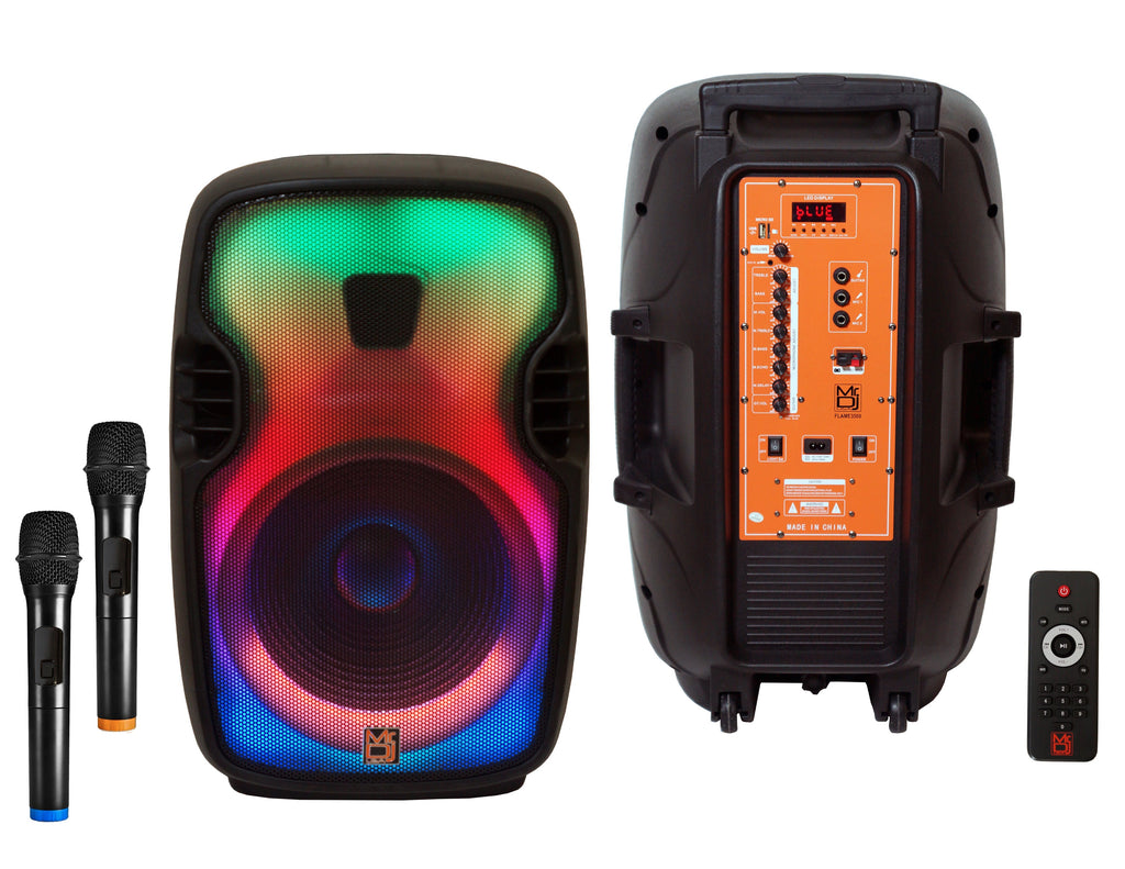 MR DJ FLAME3500LED Pro Portable 15" Full-Range Powered/Active DJ PA Multipurpose Live Sound 2 Way Loudspeaker