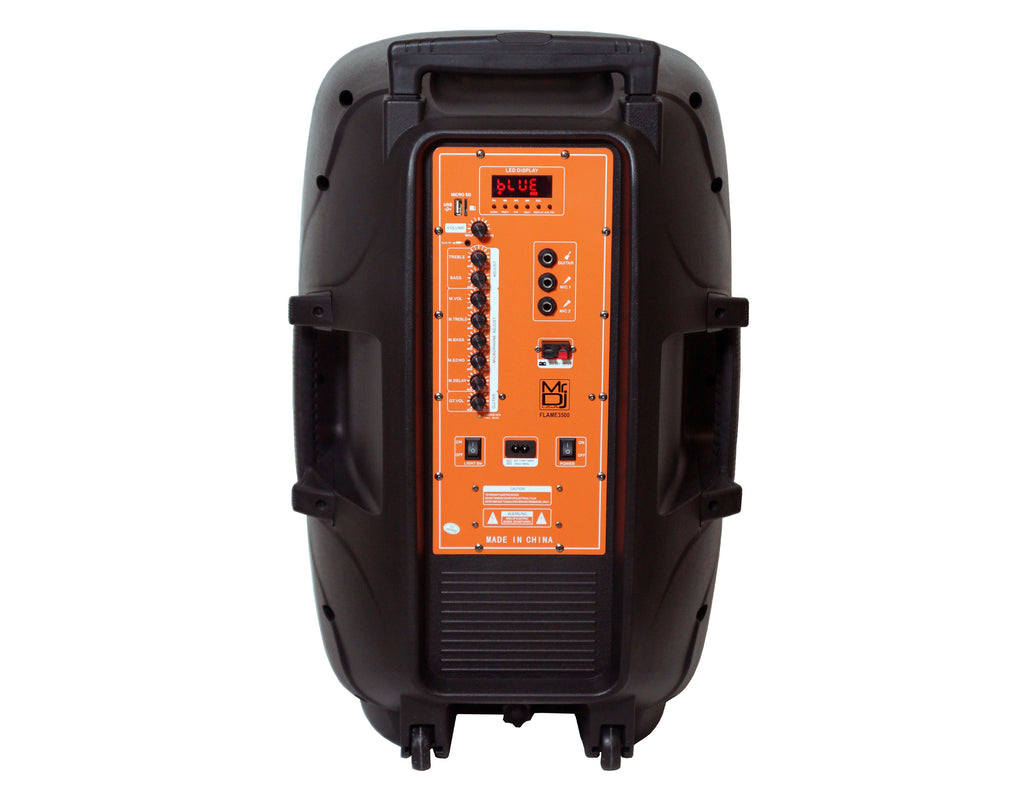 MR DJ FLAME3500LED Pro Portable 15" Full-Range Powered/Active DJ PA Multipurpose Live Sound 2 Way Loudspeaker