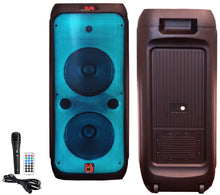 Load image into Gallery viewer, MR DJ FLAME4200 10" X 2 Rechargeable Portable Bluetooth Karaoke Speaker with Party Flame Lights Microphone TWS USB FM Radio