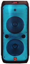Load image into Gallery viewer, MR DJ FLAME4200 10" X 2 Rechargeable Portable Bluetooth Karaoke Speaker with Party Flame Lights Microphone TWS USB FM Radio + 18-LED Moving Head DJ Light
