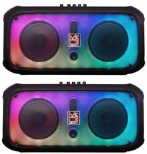 Load image into Gallery viewer, 2 MR DJ FIRE-FLAME 6.5" X 2 Rechargeable Portable Bluetooth Karaoke Speaker with Party Flame Lights Microphone TWS USB FM Radio