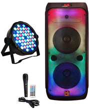 Load image into Gallery viewer, MR DJ FLAME3200 8" X 2 Rechargeable Portable Karaoke Speaker + 54-LED DJ Light
