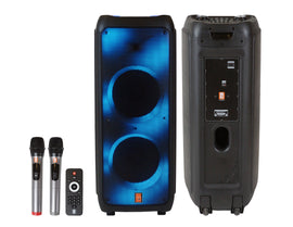 MR DJ FLAME5500LED+ 5500W Dual 12” Bluetooth Rechargeable Party Speaker Flame LED Lights 2 Wireless Mic TWS Portable DJ PA System