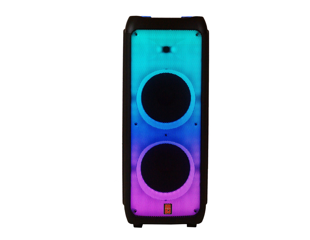 MR DJ FLAME5500LED+ 5500W Dual 12” Bluetooth Rechargeable Party Speaker Flame LED Lights 2 Wireless Mic TWS Portable DJ PA System