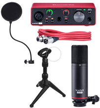 Load image into Gallery viewer, Focusrite Scarlett Solo Studio USB Audio Interface System + Desktop Tripod Mic Stand Package