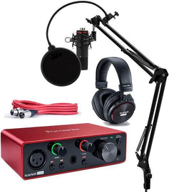 Focusrite Scarlett Solo Studio USB Audio Interface + Microphone + Headphones + XLR Cable + Stand + Shock Mount + Pop Filter