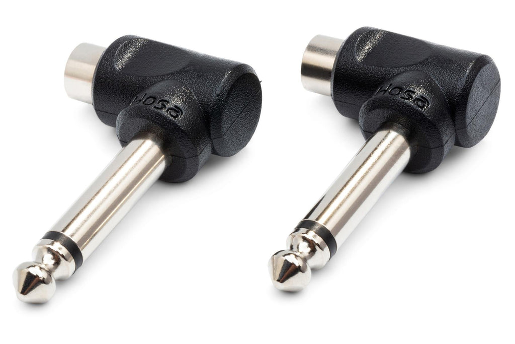 Hosa GPR-123 Right-angle Female RCA to Male 1/4" TS Adapters 2-pack