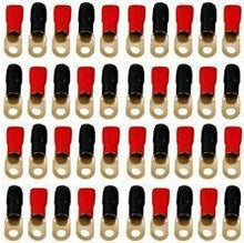 Load image into Gallery viewer, Absolute USA GRT00-40 1/0 Gauge Crimp Ring Terminals Connectors 40-Pack Red Black