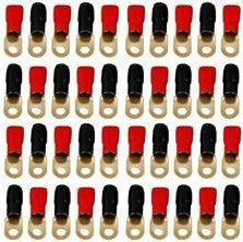 Absolute USA GRT00-40 1/0 Gauge Crimp Ring Terminals Connectors 40-Pack Red Black