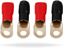 Load image into Gallery viewer, American Terminal TGRT00-4 1/0 Gauge Crimp Ring Terminals Connectors 4-Pack (Red, Black)