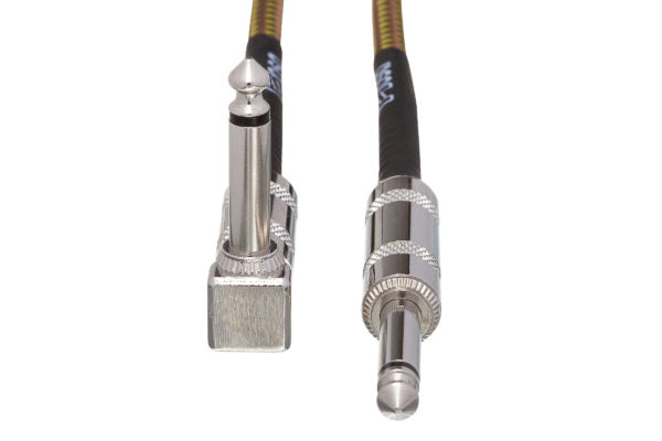 Hosa GTR-518R Straight to Right Angle Guitar Cable 18 foot Tweed