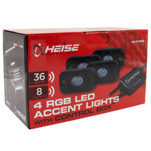 Load image into Gallery viewer, Heise HE-4TLRGBK RGB Accent Light Kit - 4 RGB Pods, 3 LED
