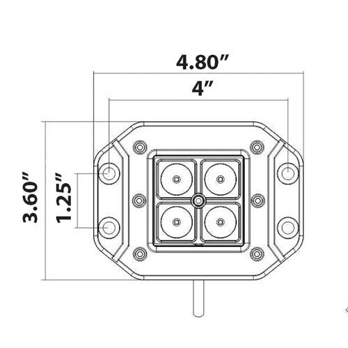 Heise HE-BFMCL2 Flush Mount Cube Blackout Flood Light - 3 Inch, 4 LED