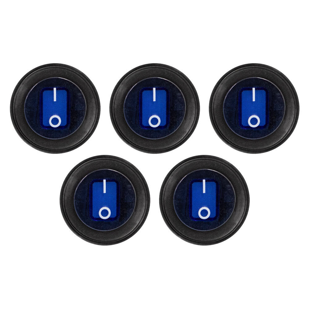Heise HE-BRS Blue Round Rocker Switch - 5-Pack