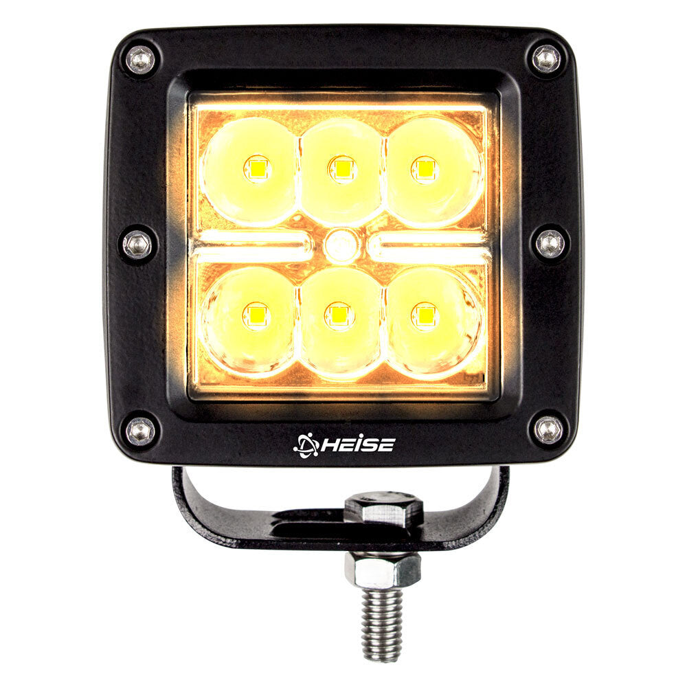 Heise HE-CL3SA Amber Cube Spot Light - 3 Inch, 6 LED