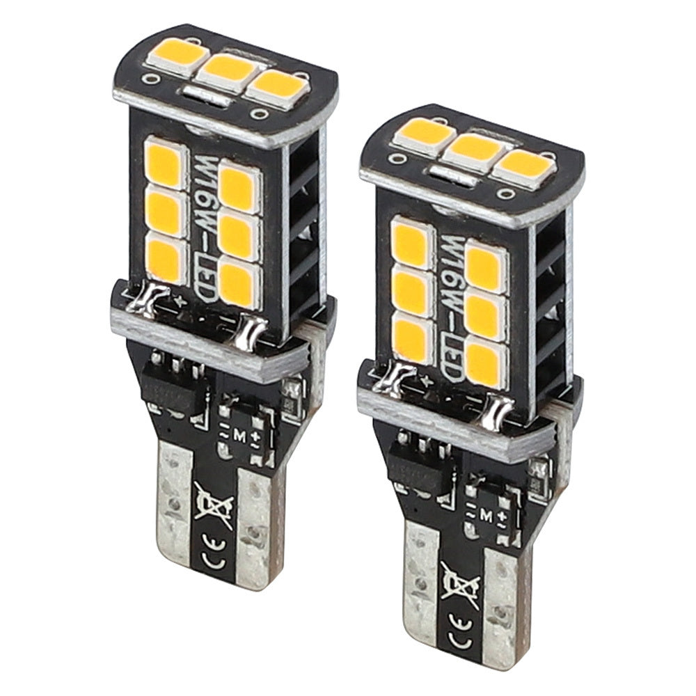 Heise HE-CT15A T15 Amber Bulbs with Integrated Internal CANBUS System - 2-Pack