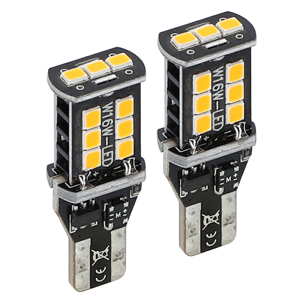 Heise HE-CT15A T15 Amber Bulbs with Integrated Internal CANBUS System - 2-Pack