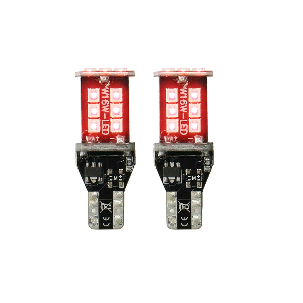 Heise HE-CT15R T15 Red LED Bulbs with Integrated Internal CANBUS System - 2-Pack