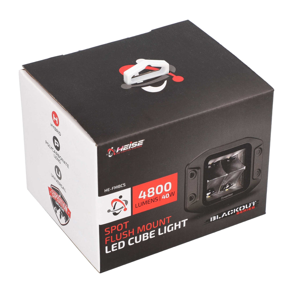 Heise HE-FMBCS Blackout Flush Mount 3.5" Cube 4 LED Light - Spot