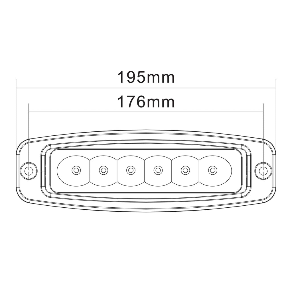 Heise HE-FMDL1 Single Row Flush Mount Driving Light - 6 LED
