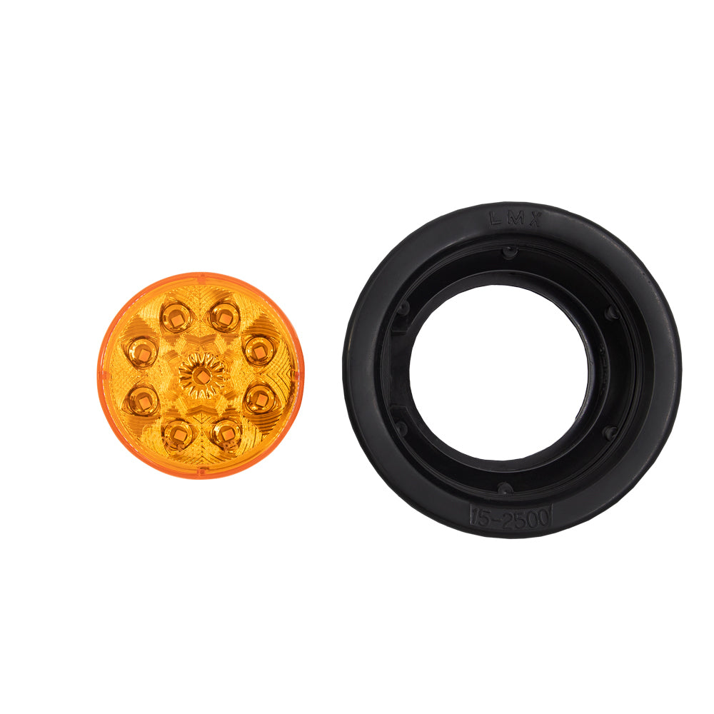 Heise Trailer HE-TR2502 Round Amber Marker/Clearance Light with Grommet - 2.5 Inch, 9 LED