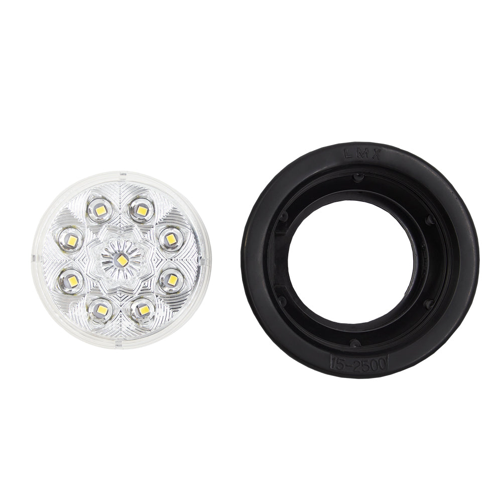 Heise Trailer HE-TR2503 Round White Marker/Clearance Light with Grommet - 2.5 Inch, 9 LED