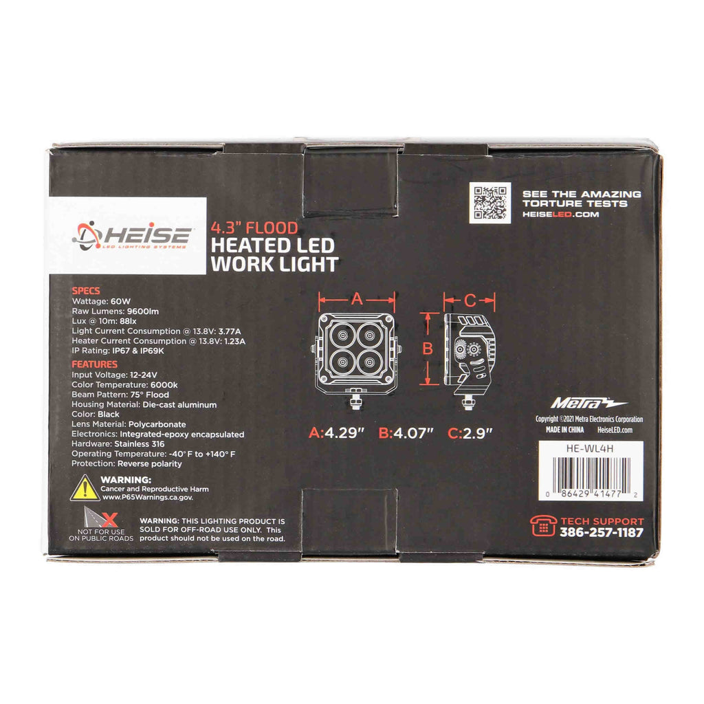 Heise HE-WL4H 4.3" Heated Work LED Floodlight