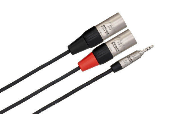 Hosa Pro HMX-015Y Stereo Breakout Cable 3.5mm TRS Male to Dual XLR Male 15 foot