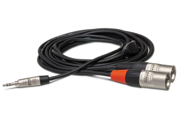 Hosa Pro HMX-015Y Stereo Breakout Cable 3.5mm TRS Male to Dual XLR Male 15 foot