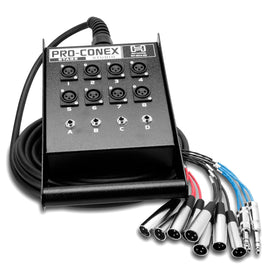 Hosa SH-8X4-100 100' Pro-Conex Stage Box Snake 8 XLR Sends 4 1/4