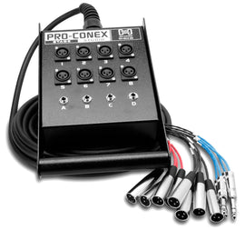 Hosa SH-8X4-100 100' Pro-Conex Stage Box Snake 8 XLR Sends 4 1/4