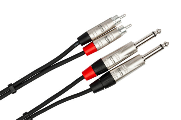 Hosa Pro HPR-015X2 Stereo Interconnect Cable - Dual REAN 1/4-inch TS Male to RCA Male - 15 foot